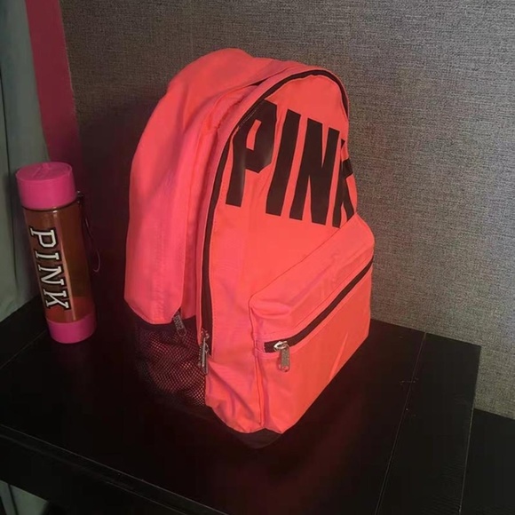 PINK Victoria's Secret Bags Victorias Secret Pink Logo Neon Campus Backpack Poshmark